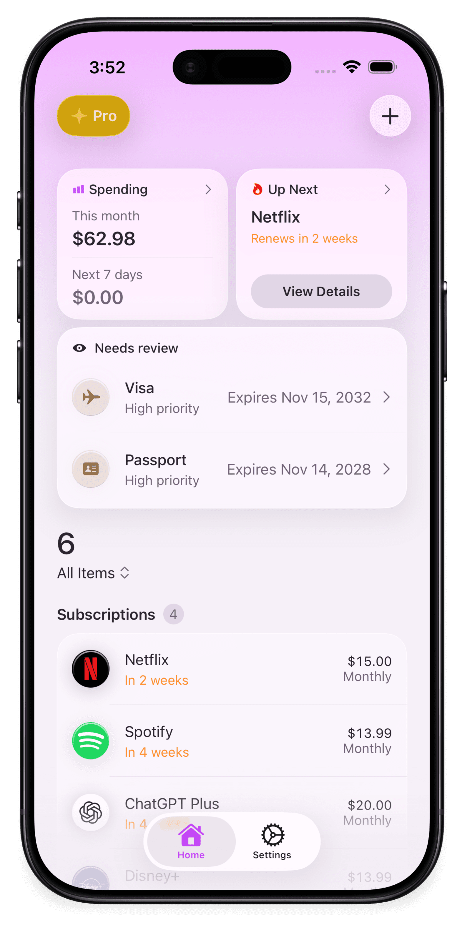 Duebase app screen 1